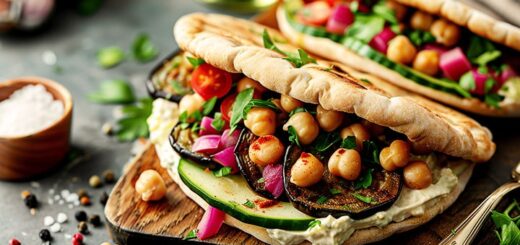 Sabich-Sandwich vegan mit Kichererbsen